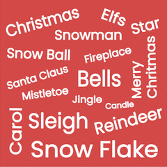 Red background christmas word pattern