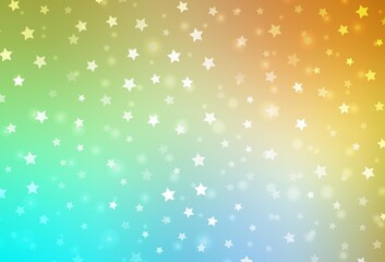 Light Blue, Yellow vector texture with colored snowflakes, stars.