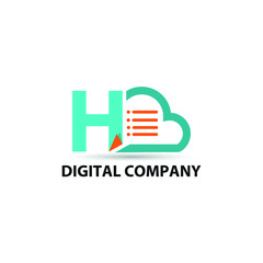 Data base storage initial letter H logo concept with cloud and document paper for technology concept  vector design logotype