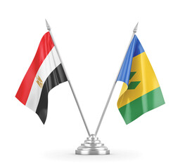 Saint Vincent and the Grenadines and Egypt table flags isolated