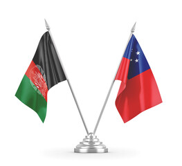 Samoa and Afghanistan table flags isolated on white 3D rendering 