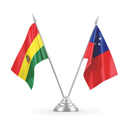 Samoa and Bolivia table flags isolated on white 3D rendering 