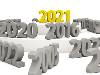 2021 New Year symbol with other years