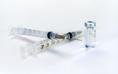 Covid 19 Vaccine pandemic safety on sterile white table