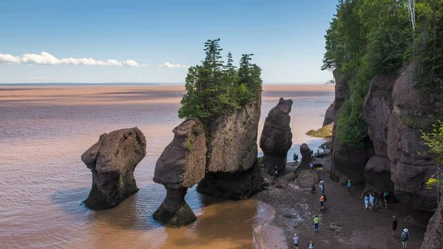 Hopewell Rocks - a natural formation of rocks due to high tide corrosion, UNESCO Natural Site, Fundy National Park, New Brunswick, Canada.