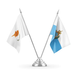 San Marino and Cyprus table flags isolated on white 3D rendering