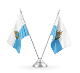 San Marino table flags isolated on white 3D rendering