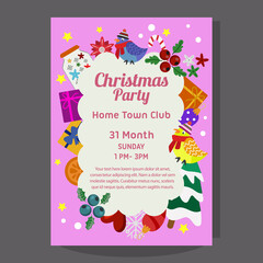 christmas party poster with flat element winter