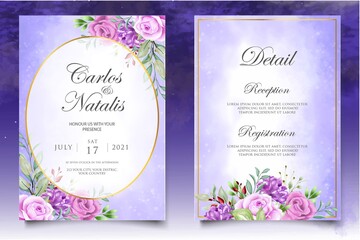 Elegant hand drawing wedding invitation floral design