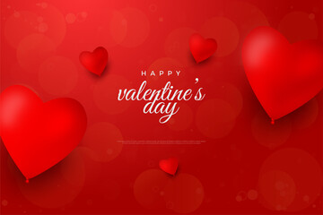 Happy Valentine's day on red background