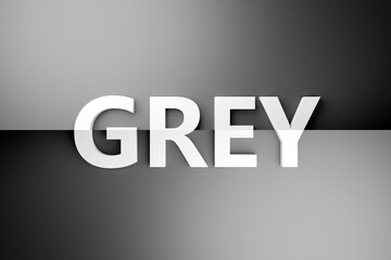 3d illustration volumetric inscription in GRAY  letters on a bright  gray gradient isolated background. Color symbol