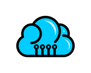 Cloud with tech circuit logo