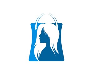 Shopping paper bag with beautiful face women