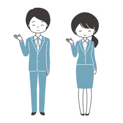 ビジネス　会社員　こちら　[全身]