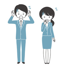 ビジネス　会社員　慌てる　[全身]