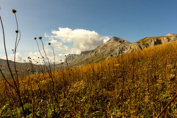 Autumn mountains, a place for nature lovers and tourists on a Sunny day in the bosom of nature.