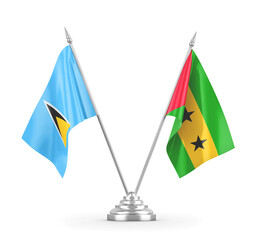 Sao Tome and Principe and Saint Lucia table flags