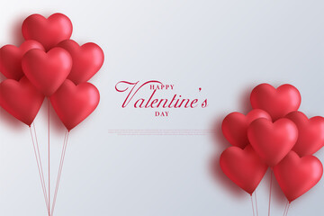 Valentine day background with floating balloons