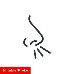 Runny nose vector icon. linear sign isolated on white background - editable stroke vector illustration eps10