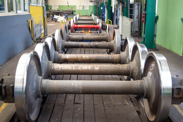 railway wheelsets in the depot workshop