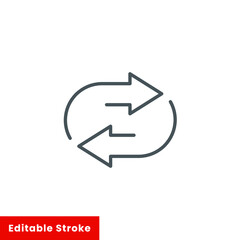 Double reverse arrow, replace icon, exchange linear sign on white background - editable stroke vector illustration eps10