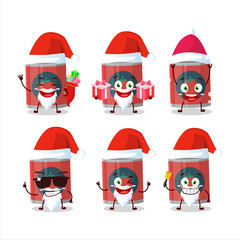 Santa Claus emoticons with can of tomato cartoon character