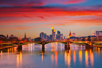 Fototapeta na wymiar Frankfurt am Main at sunset, Germany