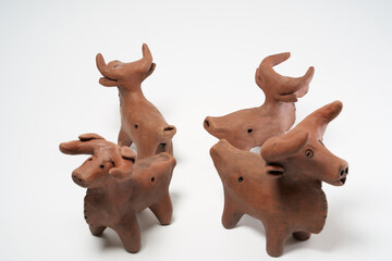 Pottery Craft, ceramic product with your own hands, made on a Potter's wheel, isolated on a white background.