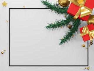 3D render - image merry Christmas red and green background, image of podium product stand for Christmas event, Christmas background, Winter landscape, holiday Christmas new year concept