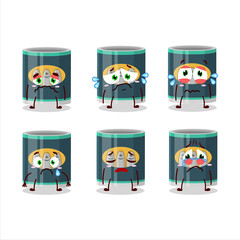 Can of sardines cartoon character with sad expression