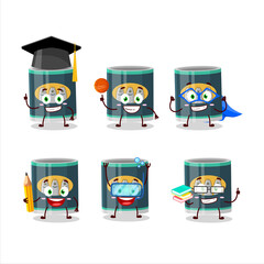 School student of can of sardines cartoon character with various expressions