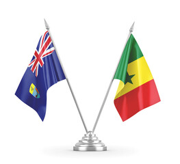 Senegal and Saint Helena table flags isolated on white 3D rendering