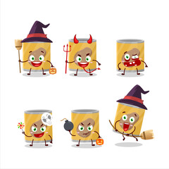 Halloween expression emoticons with cartoon character of can of potato
