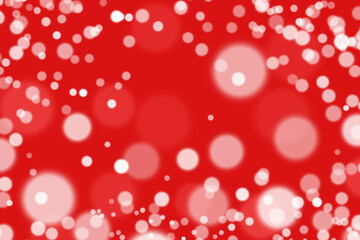 Christmas red abstract background. Beautiful white snow. bokeh light texture. pattern glitter glow circles.