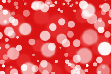 Christmas red abstract background. Beautiful white snow. bokeh light texture. pattern glitter glow circles.