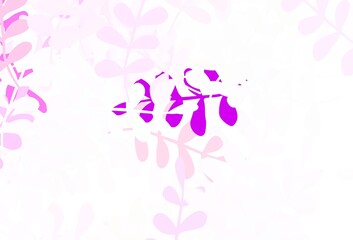 Light Purple, Pink vector doodle layout with leaves.
