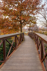 wooden bridge in autumn