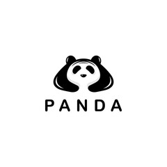 Panda bear silhouette Logo design vector template., Logo Panda animal Logotype concept icon.