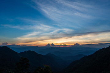 Fototapeta na wymiar Sunset at Samoeng view point, Chiangmai, Thailand
