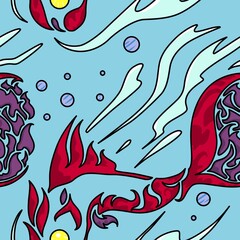 illustrator of seamless pattern fish in water