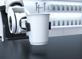 Robotic arm serving coffee