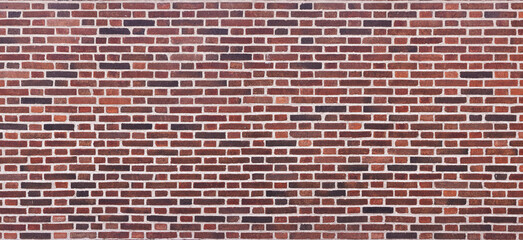 Black, brown, red small bricks and white mortar background 