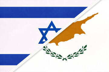 Israel and Cyprus, symbol of national flags from textile.