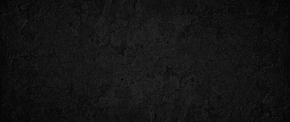 panorama black concrete background wall, abstract grunge loft texture