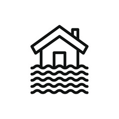 Flooded home icon design isolated on white background. Vector illustration