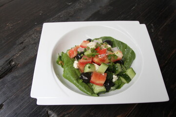 Greek salad with olives and feta cheese