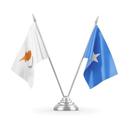 Somalia and Cyprus table flags isolated on white 3D rendering