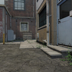 3d render of the side streets of a city