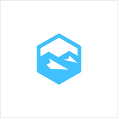 mountain with hexagon logo
