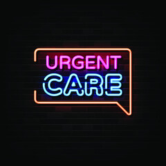 Urgent Care  Neon Signs Vector. Design Template Neon Style